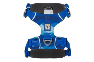 Ruffwear Front Range Dog Harness in Coastal Mountains top view.