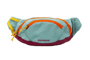 Ruffwear Home Trail Hip Pack in River Rock Green with orange & burgundy hightlights.  A handy bum bag for your dog walks.