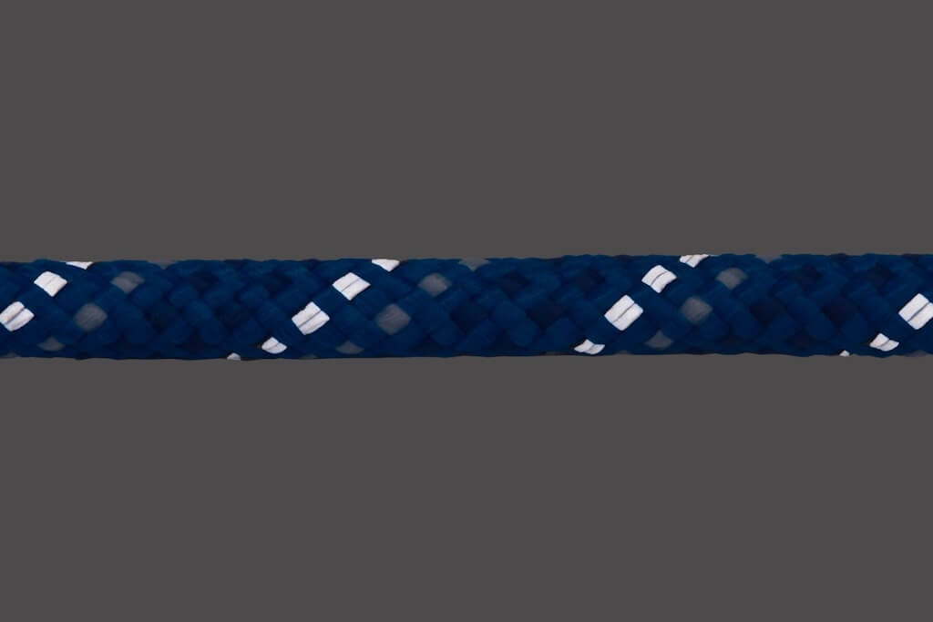 Ruffwear Knot-a-Collar Rope Dog Collar showing the reflective trim in low light
