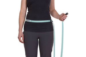 The Flagline Dog Leash by Ruffwear shown wearing around the waist
