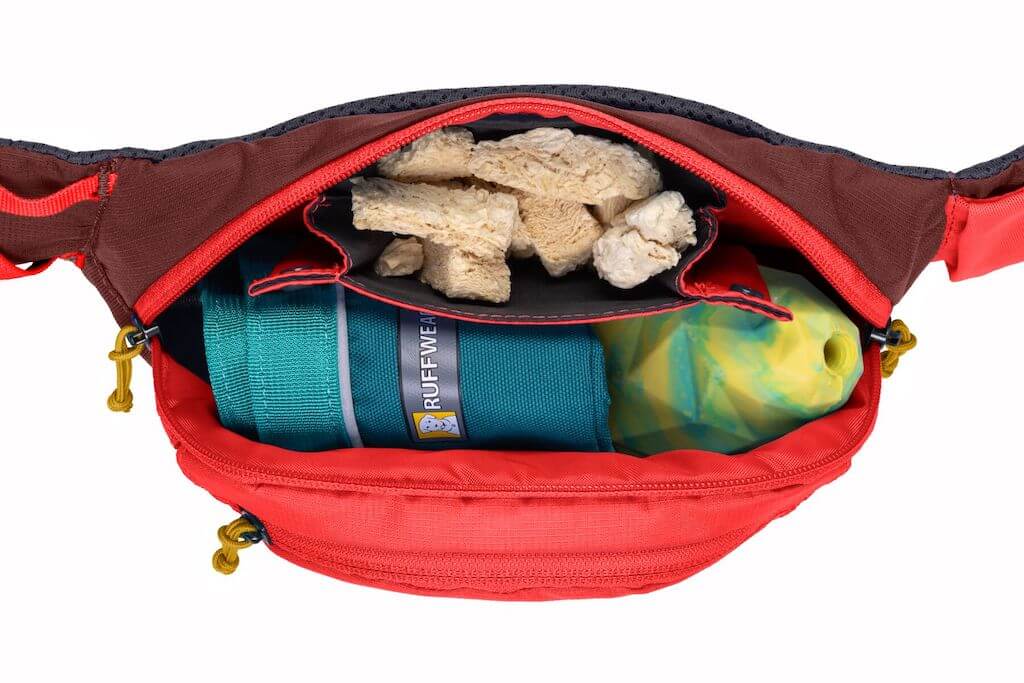 Ruffwear Home Trail Hip Pack top view showing all the storage compartments