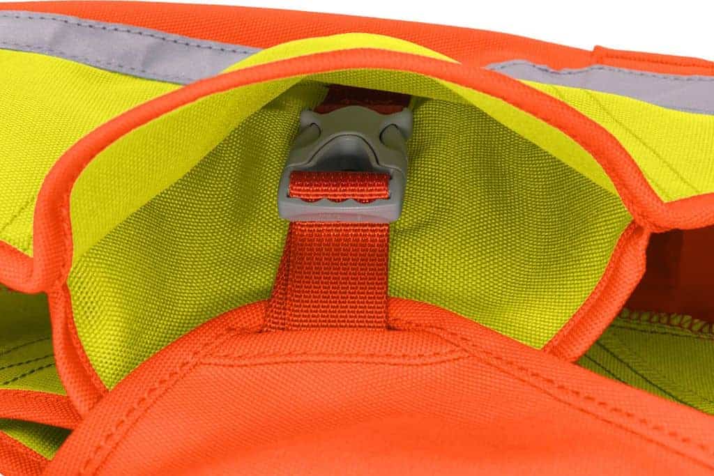 Ruffwear Lumenglow Hi Viz Dog Coat showing side buckles
