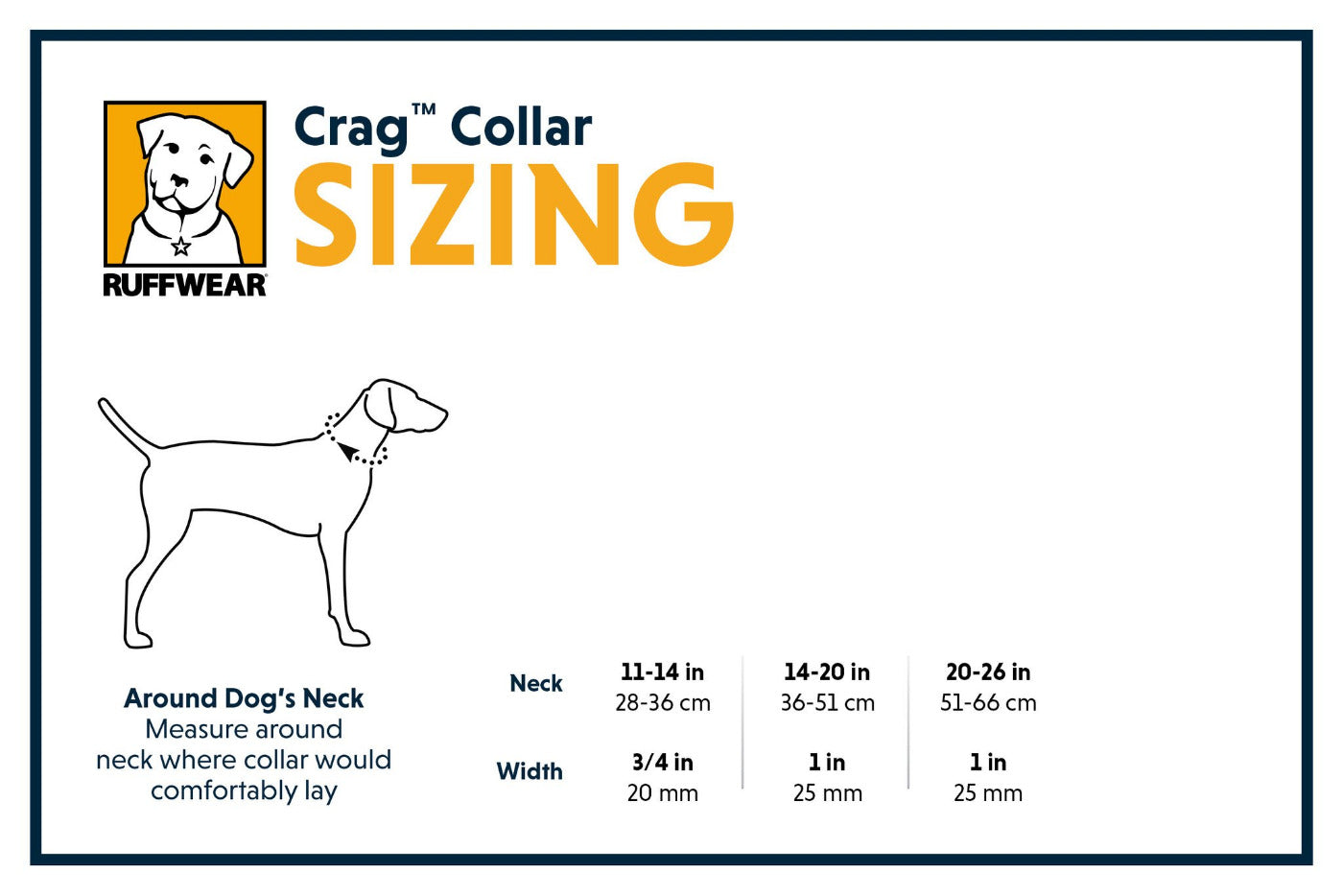 Ruffwear Crag Dog Collar Sizing Chart