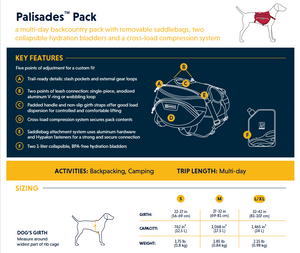 Ruffwear Palisades Pack Feature Product Sheet