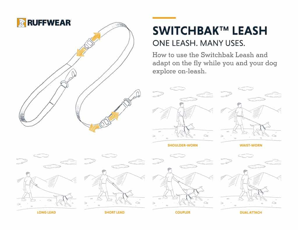 Switchbak Dog Leash - Multi-Function Dog Leash with Double Clips