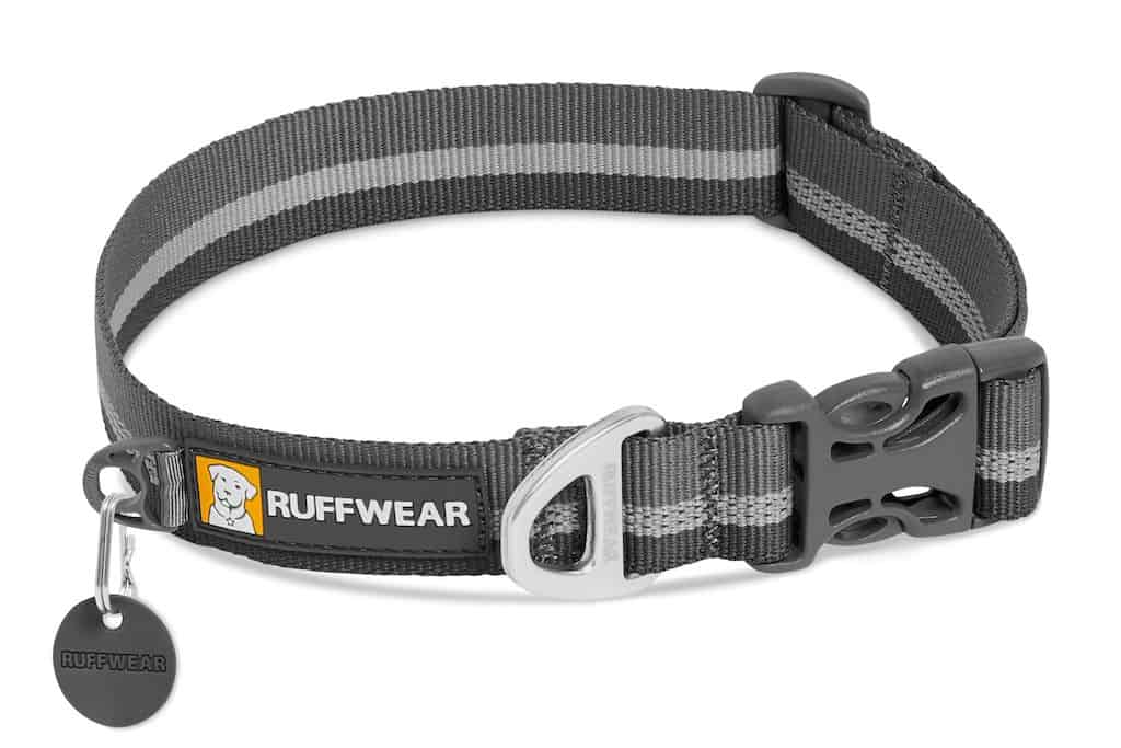 Ruffwear Crag Dog Collar in Granite Grey with reflective trim