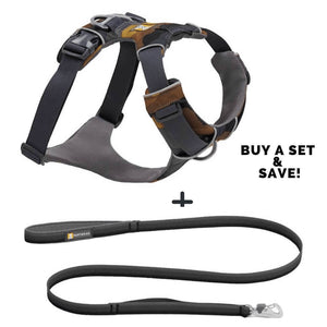 Ruffwear Front Range Dog Harness Leash Set in Moonlight Mountains Pattern