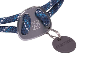 Ruffwear Knot-a-Collar in Blue Moon close up showing the chest plate and tag ring