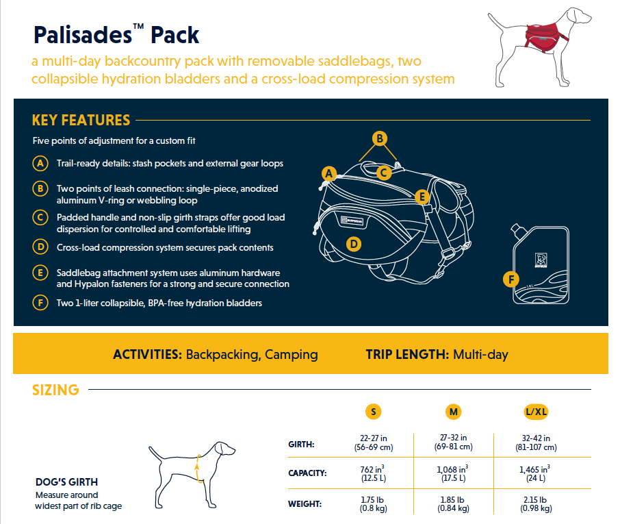 Palisades pack clearance