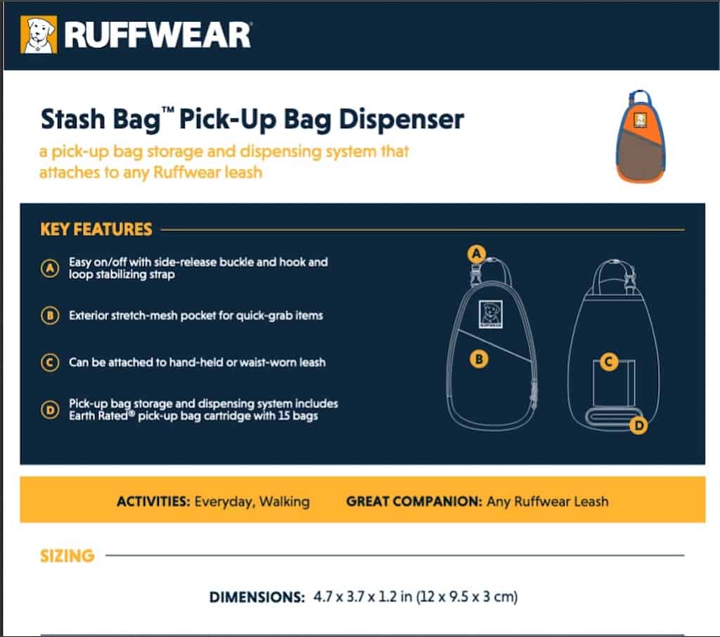 Ruffwear Stash Bag Pick up Bag Dispenser Handy Key Storage etc